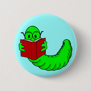 Bücherwurm-Knopf Button