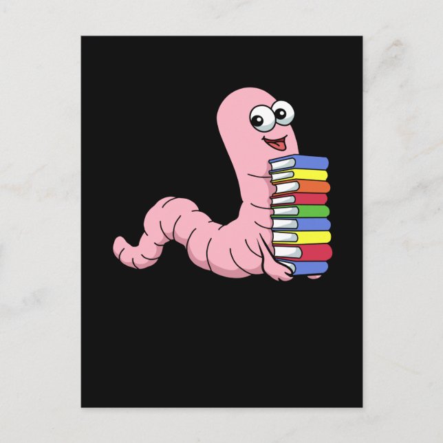 Bücherwurm lesen Bücher Geschenk Kinder Bookworm Postkarte (Vorderseite)