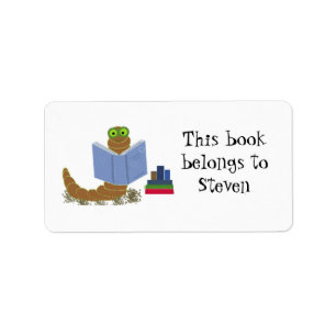 Bücherwurm liest Bücher Adressaufkleber