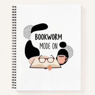 Bücherwurm-Modus Ein – Gemütliche Lesetypografie D Notizbuch