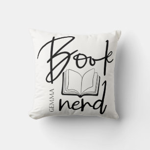 Bücherwurm Schwarze Schrift Lustiger Bücherliebhab Kissen