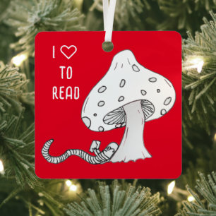 Bücherwurm unter einem Pilz Ornament Aus Metall