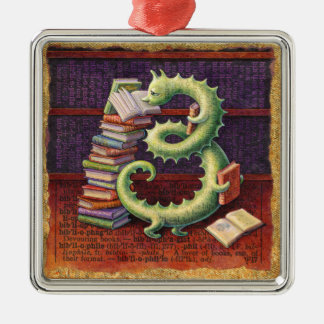 Bücherwurm-Verzierung: Bibliophile Silbernes Ornament