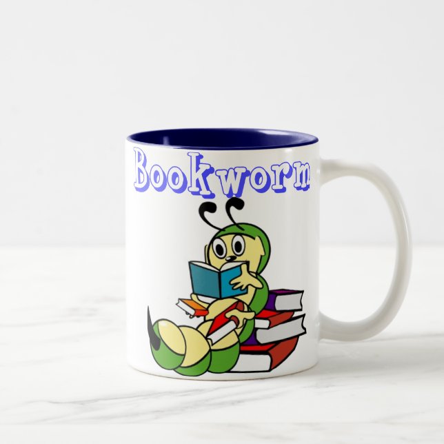 Bücherwurm Zweifarbige Tasse (Rechts)
