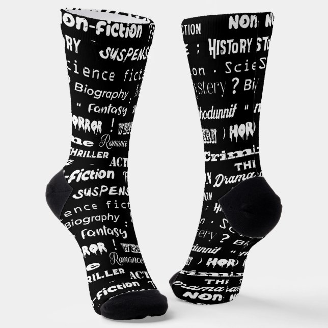 Buchgenres Typografischer Buchwurm Socken (Gewinkelt)