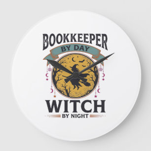 Buchhalter bei Tag Hexe bei Nacht Vintage-Shirt De Große Wanduhr