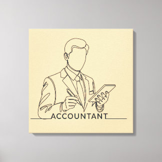 Buchhalter, eine Linie Kunst mit Text und Farbe Leinwanddruck