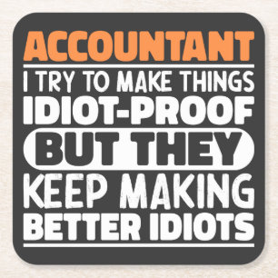 Buchhalter Ich versuche, Dinge zu machen idiot Bew Rechteckiger Pappuntersetzer