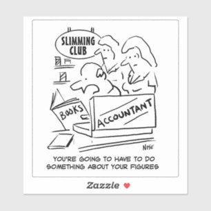 Buchhalter in einem Slimming Club. Funny Aufkleber