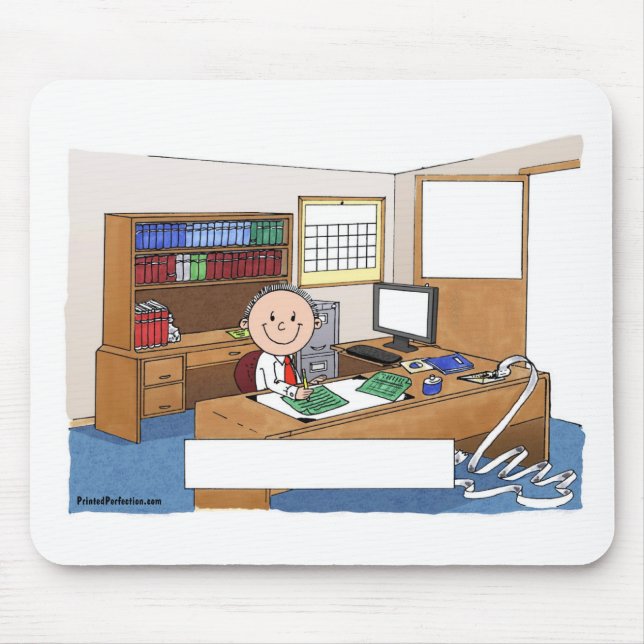 Buchhalter, männlich - Personalisierter Cartoon Mousepad (Vorne)
