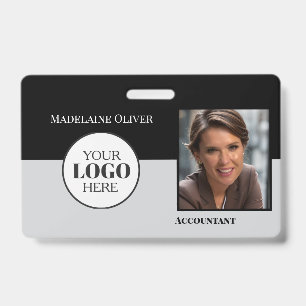 Buchhalter Mitarbeiter-ID Schwarz Grau Logo Foto Ausweis