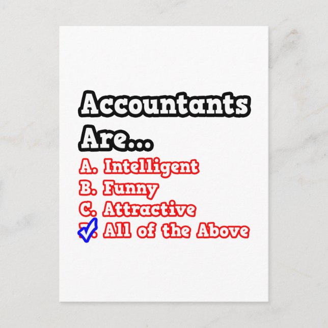 Buchhalter Quiz...Joke Postkarte (Vorderseite)