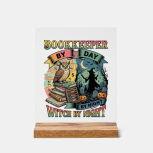 Buchhalter Tag Hexe Nacht Halloween Eule Bücher Kü Acrylschild
