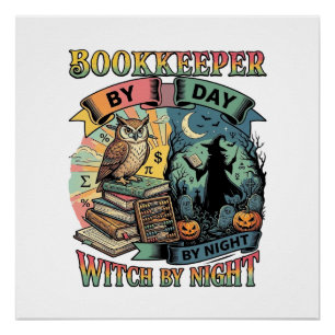 Buchhalter Tag Hexe Nacht Halloween Eule Bücher Kü Poster