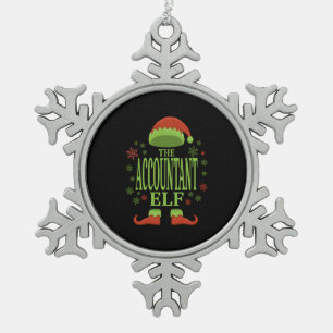 Buchhalter Weihnachten Elf Schneeflocken Zinn-Ornament