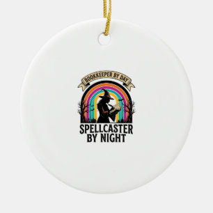 Buchhalterin Hexe Retro Halloween Buchhaltungsdesi Keramik Ornament