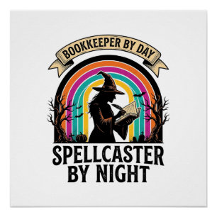 Buchhalterin Hexe Retro Halloween Buchhaltungsdesi Poster