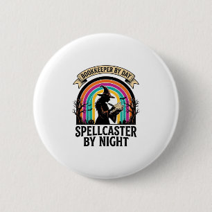 Buchhalterin Hexe Retro Halloween Rechnungswesen D Button