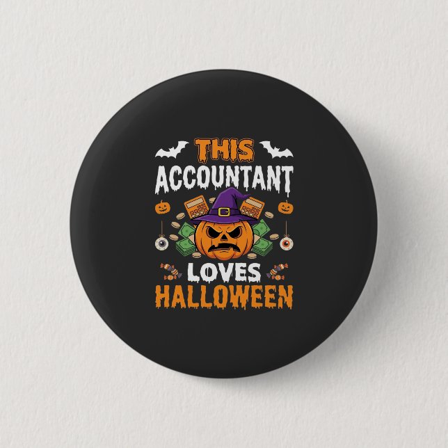 Buchhalterin liebt Halloween-Kürbis Buchhalterin D Button (Vorderseite)