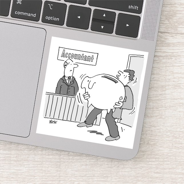 Buchhalterkunde mit riesiger Piggy Bank Aufkleber (Detail)