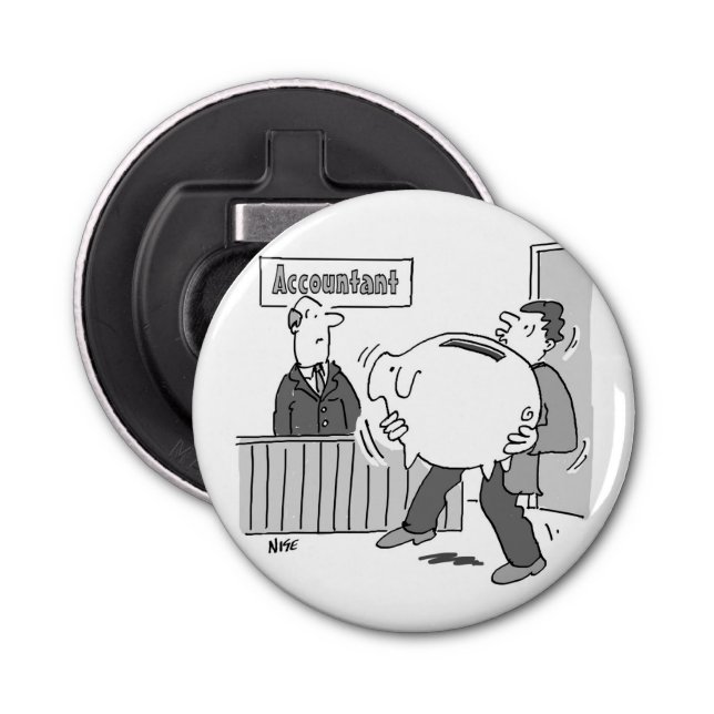 Buchhalterkunde mit riesiger Piggy Bank Flaschenöffner (Vorderseite)