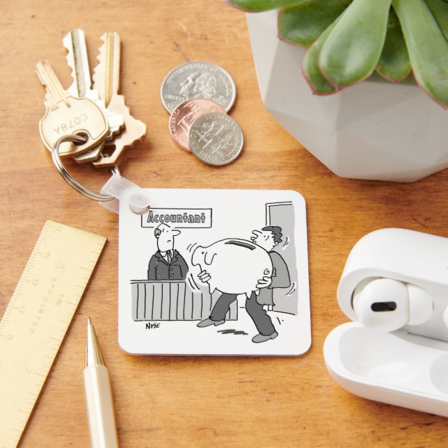 Buchhalterkunde mit riesiger Piggy Bank Schlüsselanhänger (Schreibtisch)