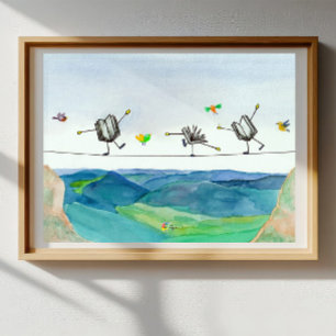 Buchhalterposter Art Tightrope Buchbalancierung Poster