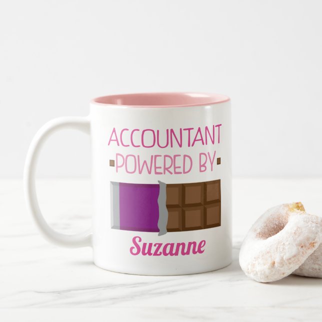 Buchhaltung Funny Personalisiertes Geschenk Zweifarbige Tasse (Mit Donut)