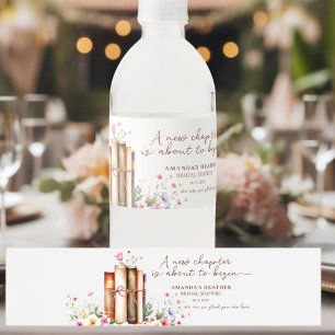 Buchhandlung Aquarell Wildblumen Brautparty Wasserflaschenetikett