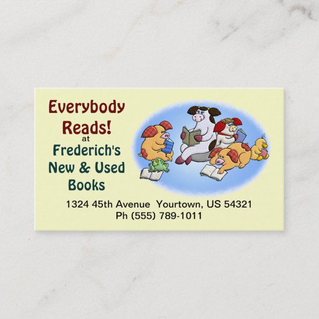 Buchhandlung oder Bibliothek Visitenkarte (Vorderseite)