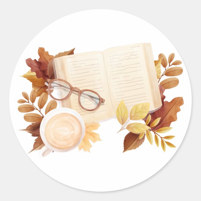 Buchherbstfall Lover Bookworm Runder Aufkleber (Vorderseite)