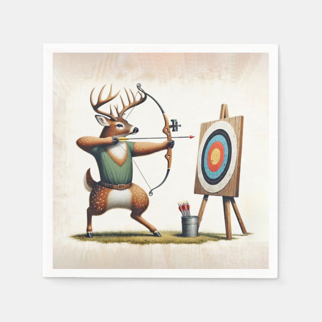 Buchhirsche mit Bow und Pfeil Serviette (Vorderseite)