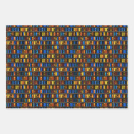 Buchkasten-Wrapping-Papier-Flachblatt-Set 3 Geschenkpapier Set