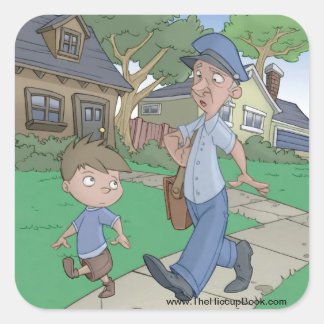Buchkleber, The Mailman (Blatt 6) Quadratischer Aufkleber