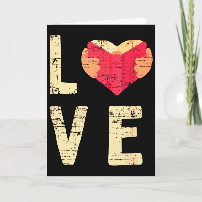 Buchlesender Bücherwurm Valentinstag Geschenk Lese Karte (Vorderseite)