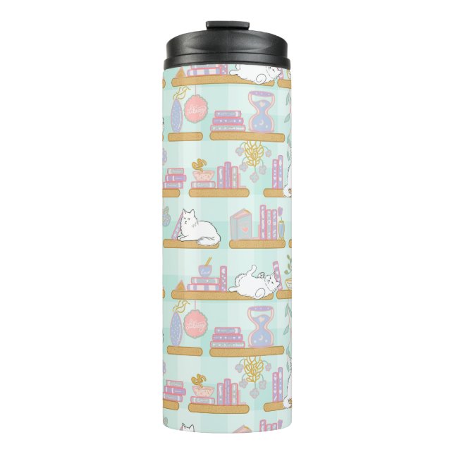 Buchliebchen Süße Katzenname Grün Thermosbecher (Vorderseite)