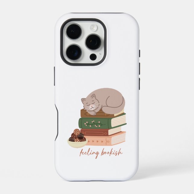 Buchliebende Katze iPhone Hülle (Rückseite)