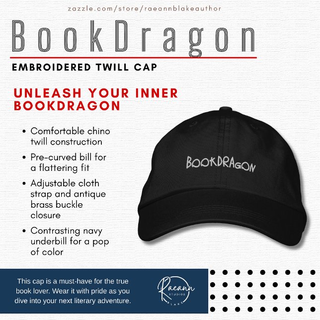 Buchliebhaber 'Bookdragon' bestickte Twill Cap Bestickte Baseballkappe (Von Creator hochgeladen)
