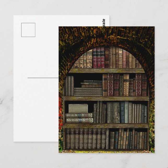 Buchliebhaber der Alten Buchbibliothek Postkarte (Vorne/Hinten)