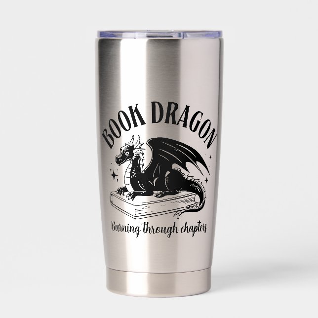 Buchliebhaber-Drache Fantasy-Leser-Geschenk Thermobecher (Vorderseite)