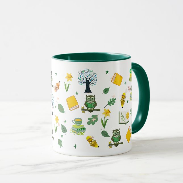 Buchliebhaber Frühlingsdesign 11oz Kaffeetasse (VorderseiteRechts)