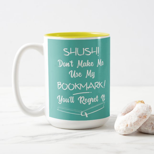 Buchliebhaber Funny Text Zitat Personalisiert Zweifarbige Tasse (Mit Donut)