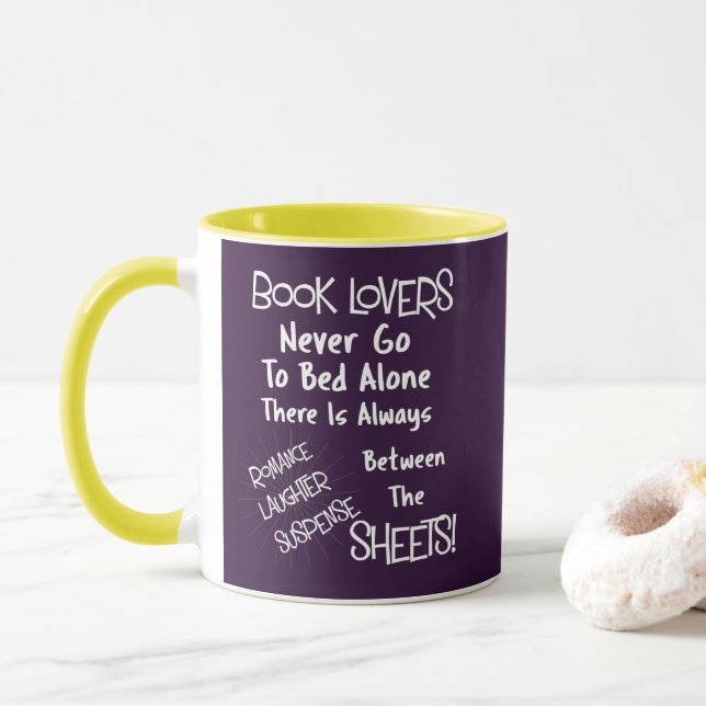 Buchliebhaber Funny Text Zitat Tasse (Mit Donut)
