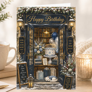 Buchliebhaber Geburtstag Winter Schneeiger Buchlad Karte