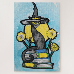 Buchliebhaber-Hexenkatze Puzzle