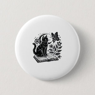 Buchliebhaber Katzen Bookworms Booknerds Halloween Button