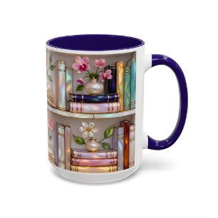 Buchliebhaber-Katzen-Tasse Florales Bücherregal-Ge Tasse