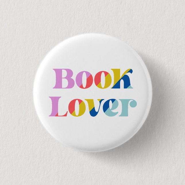 Buchliebhaber niedliche Regenbogenretro-Typografie Button (Vorderseite)