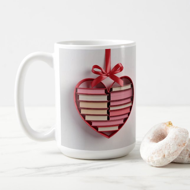 Buchliebhaber rotes herzförmiges Geschenk Classic- Kaffeetasse (Mit Donut)