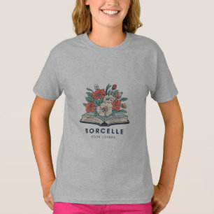 Buchliebhaber-Shirt mit floralem offenen Buch T-Shirt
